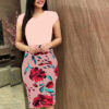 Women’s Elegant Office Dress – Plus Size Printed Midi Pencil Dress