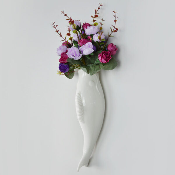 3D Ceramic Goldfish Wall Vase – Modern Wall Hanging Mural Decoration for Home & Restaurant"