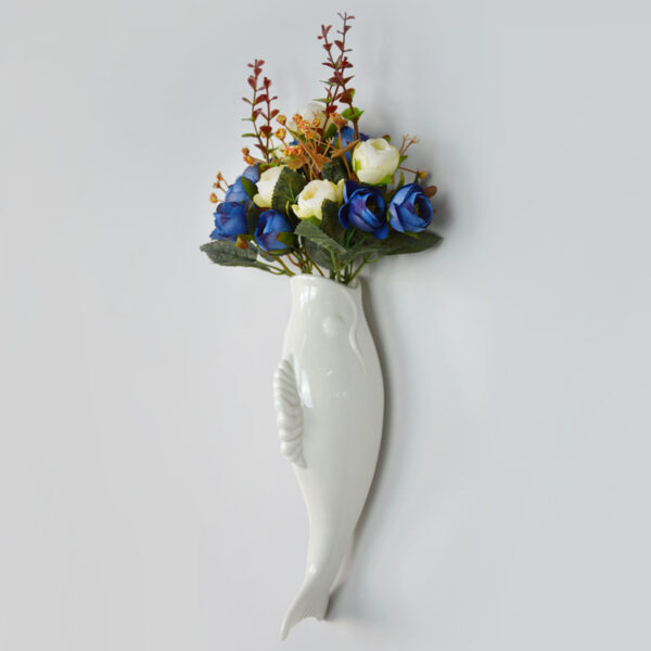 3D Ceramic Goldfish Wall Vase – Modern Wall Hanging Mural Decoration for Home & Restaurant"