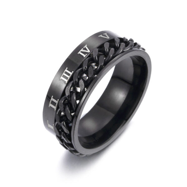 4010290949913.jpg Titanium Steel Roman Letter Ring – Rotatable Chain Spinner Ring for Men & Couples