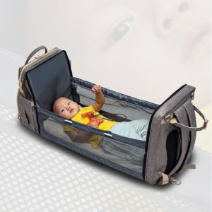 649673228601.jpg Multi-Function Mommy Backpack – Large Capacity Diaper Bag with USB Charging & Foldable Bed