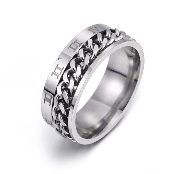 785090989373.jpg Titanium Steel Roman Letter Ring – Rotatable Chain Spinner Ring for Men & Couples